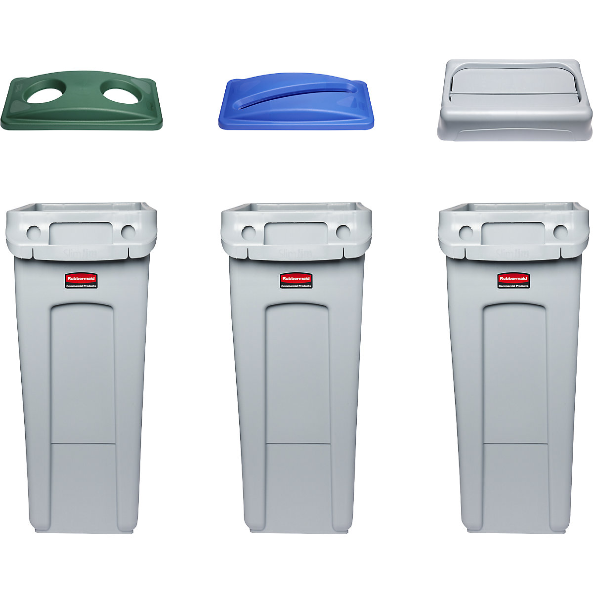 Poste de tri des déchets, jeu de 3 collecteurs SLIM JIM® – Rubbermaid (Illustration du produit 4)-3