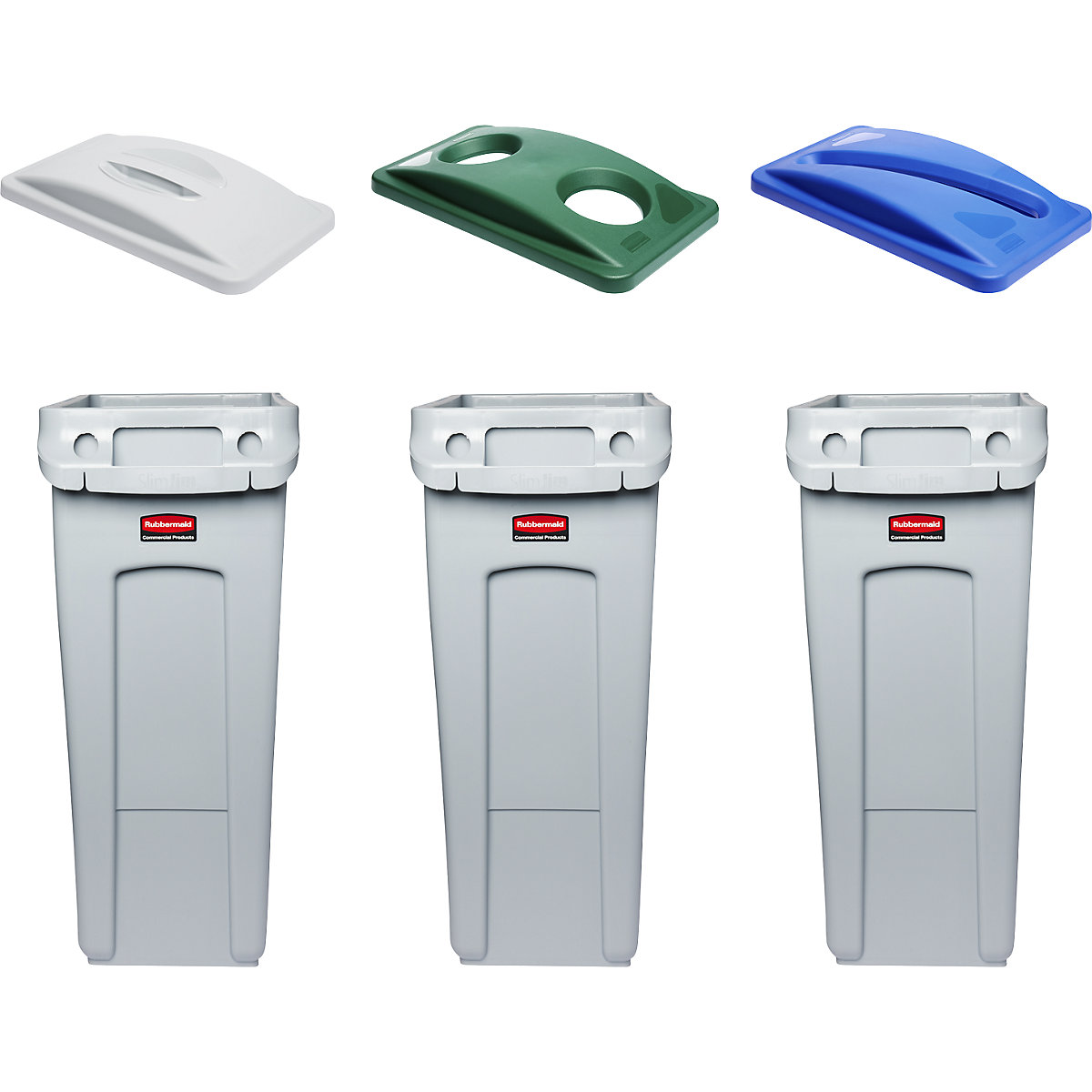 Poste de tri des déchets, jeu de 3 collecteurs SLIM JIM® – Rubbermaid (Illustration du produit 3)-2