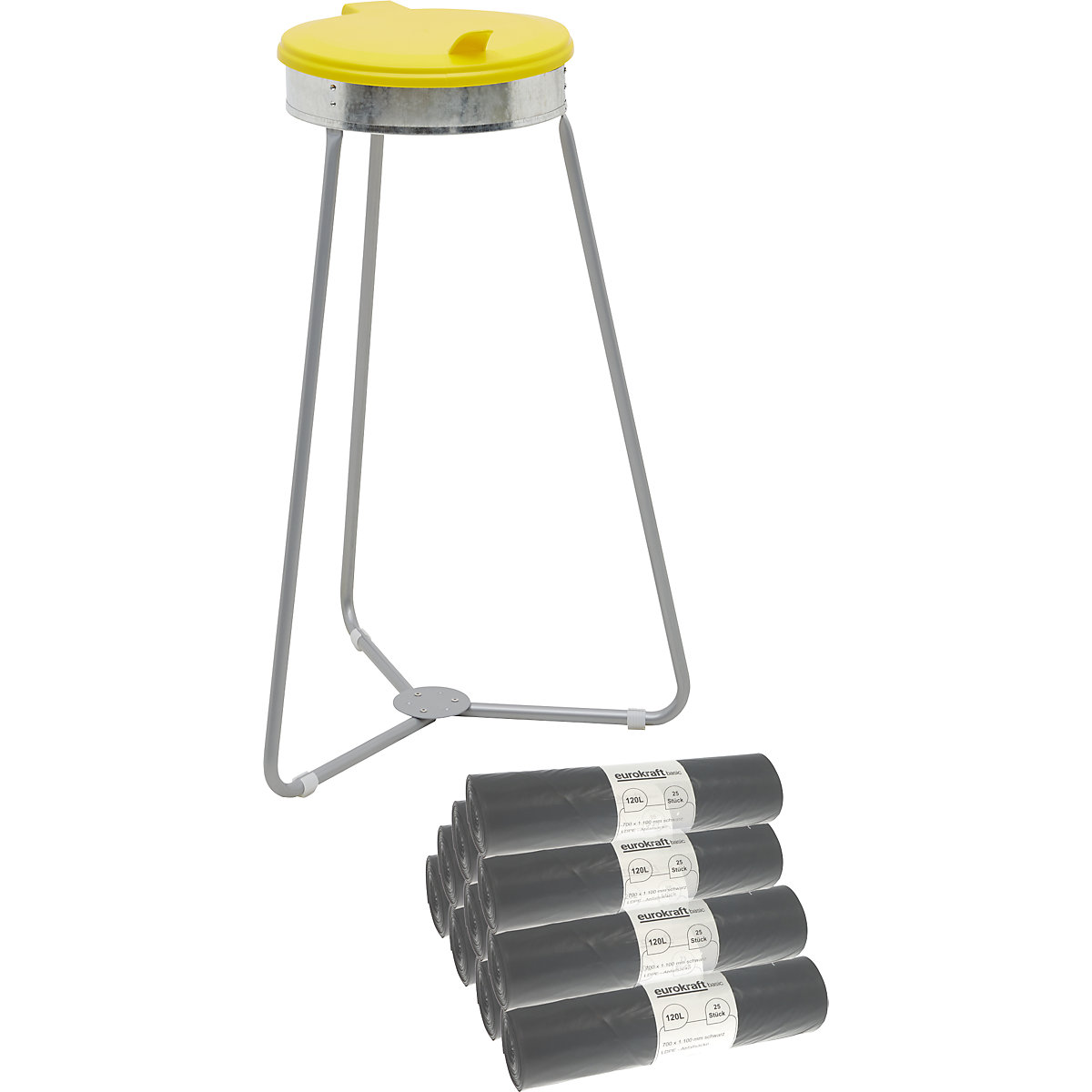 Support de sacs poubelles avec sacs à déchets - eurokraft basic