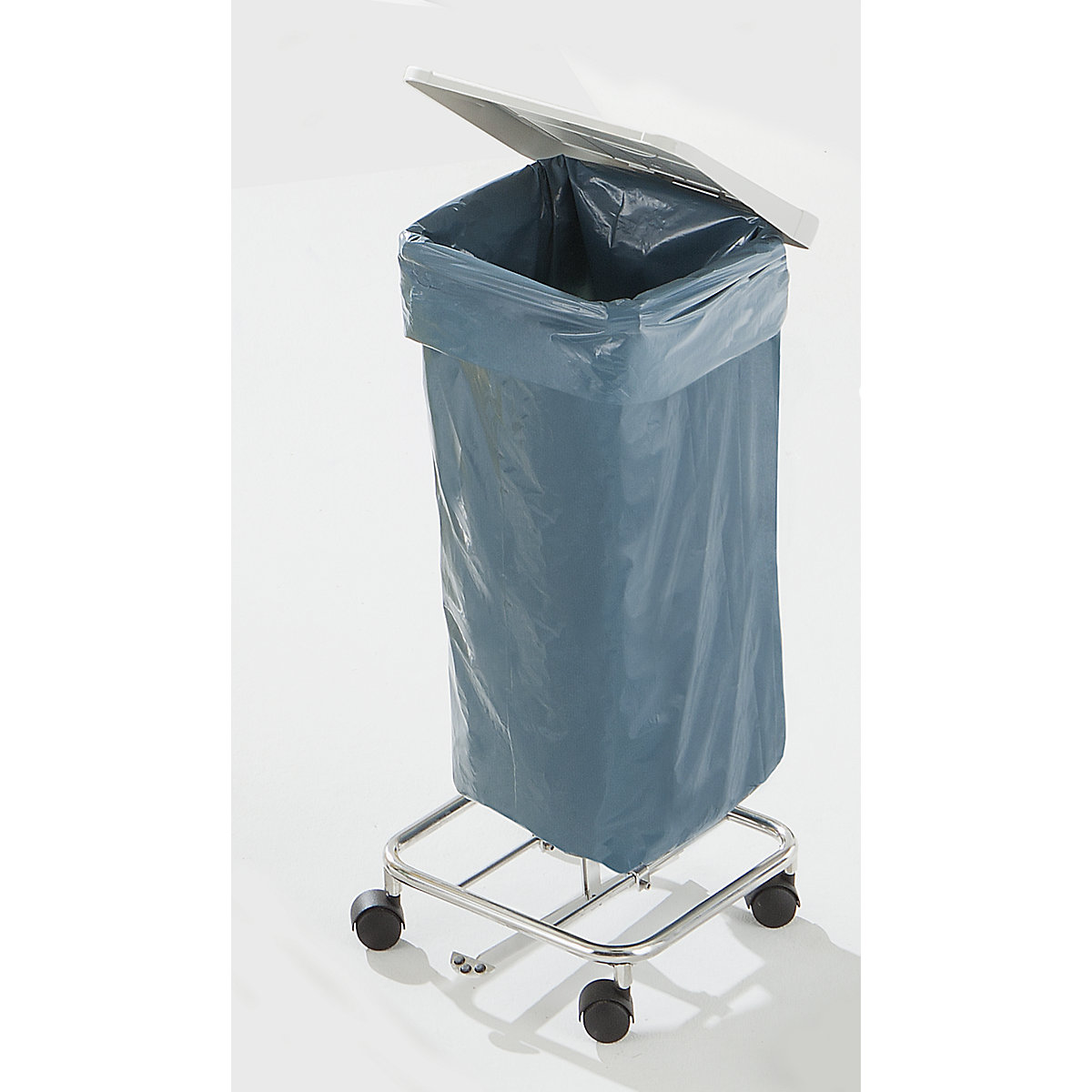 Support sacs-poubelle de tri, sans couvercle: pour capacité 2 x 70 l,  châssis roulant