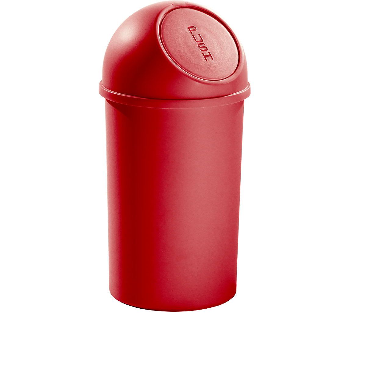 Nádoba na odpadky so stláčacím vekom z plastu – helit, objem 25 l, v x Ø 615 x 315 mm, červená, OJ 3 ks-6