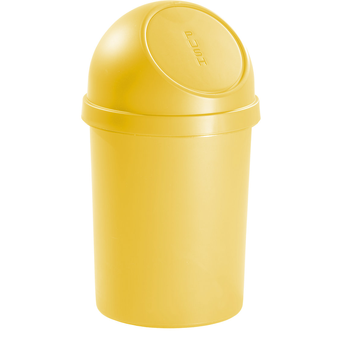 Nádoba na odpadky so stláčacím vekom z plastu – helit, objem 45 l, v x Ø 700 x 400 mm, žltá, OJ 2 ks-4
