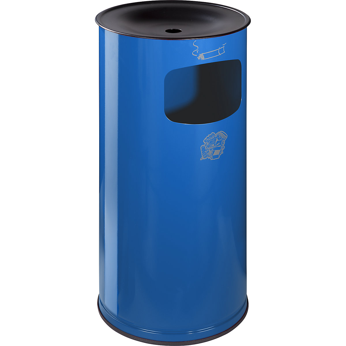 VAR – Bezpečnostní kombinovaný popelník, ocelový plech, objem 44 l, v x Ø 710 x 355 mm, hořcově modrá