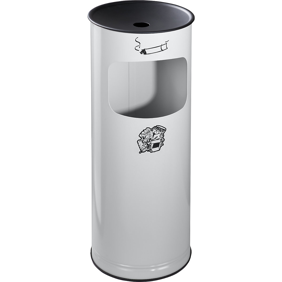 VAR – Bezpečnostní kombinovaný popelník, ocelový plech, objem 17 l, v x Ø 610 x 250 mm, světle šedá