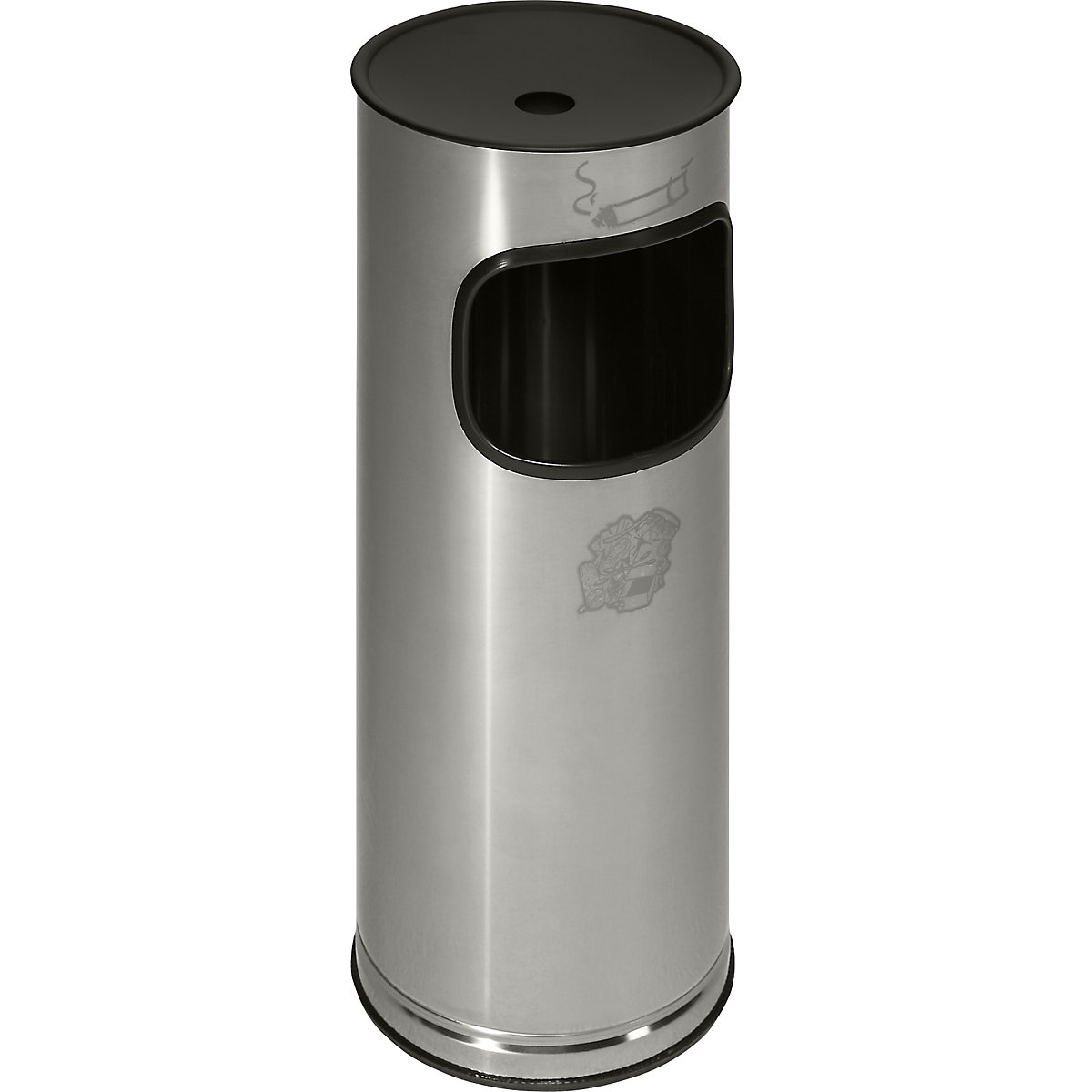 VAR – Bezpečnostní kombinovaný popelník, ušlechtilá ocel, objem 17 l, v x Ø 610 x 250 mm, ušlechtilá ocel