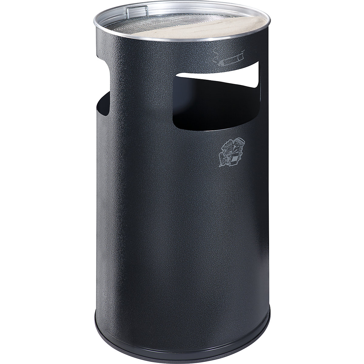 VAR – Kombinovaný popelník, objem 69 l, v x Ø 760 x 420 mm, ocelový plech, žulová