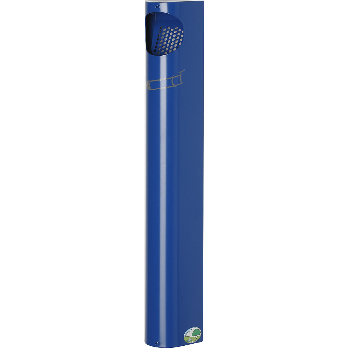 VAR – Nástěnný popelník, ocelový plech, pozinkovaný a s práškovým nástřikem, v x š x h 550 x 110 x 74 mm, hořcově modrá