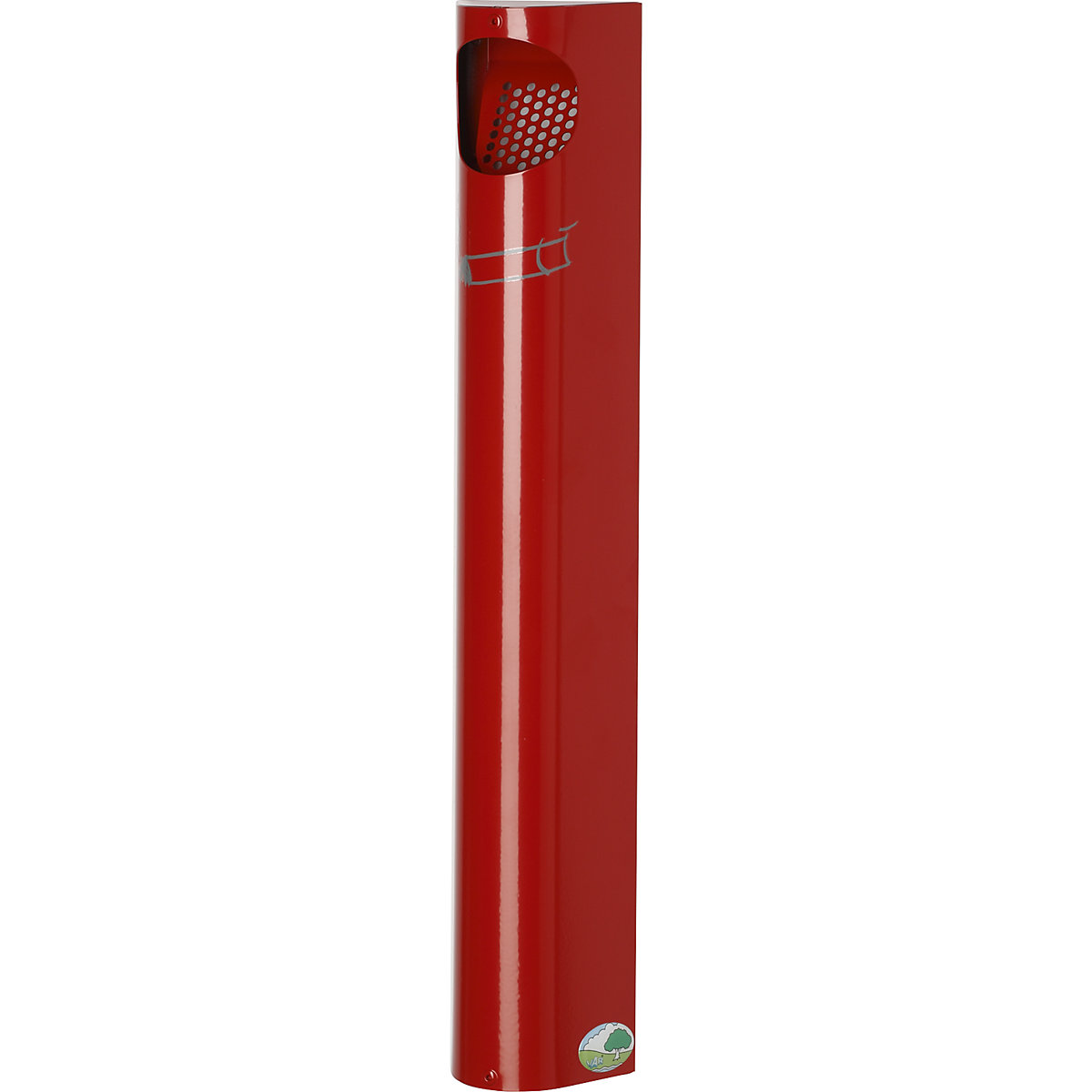 VAR – Nástěnný popelník, ocelový plech, pozinkovaný a s práškovým nástřikem, v x š x h 550 x 110 x 74 mm, ohnivě červená