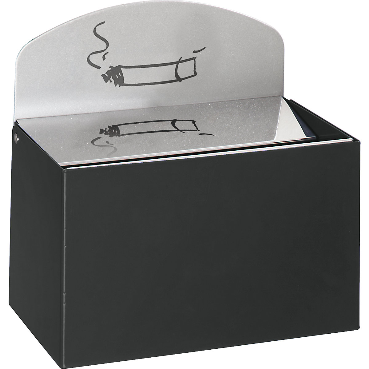 VAR – Nástěnný popelník s informační tabulkou, v x š x h 87 x 140 x 98 mm, ocelový plech, antracitová