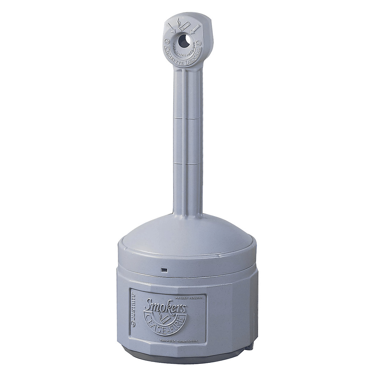 Justrite – Plastový bezpečnostní volně stojící popelník, objem vnitřní nádoby 12 l, šedá