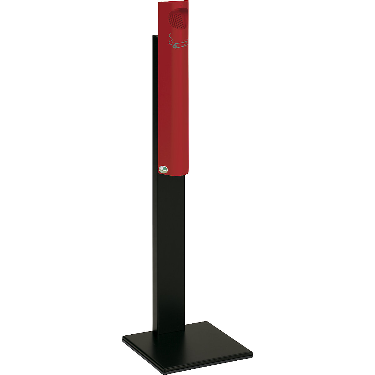 VAR – Volně stojící popelník, ocelový plech, v x š x h 1250 x 310 x 310 mm, ohnivě červená