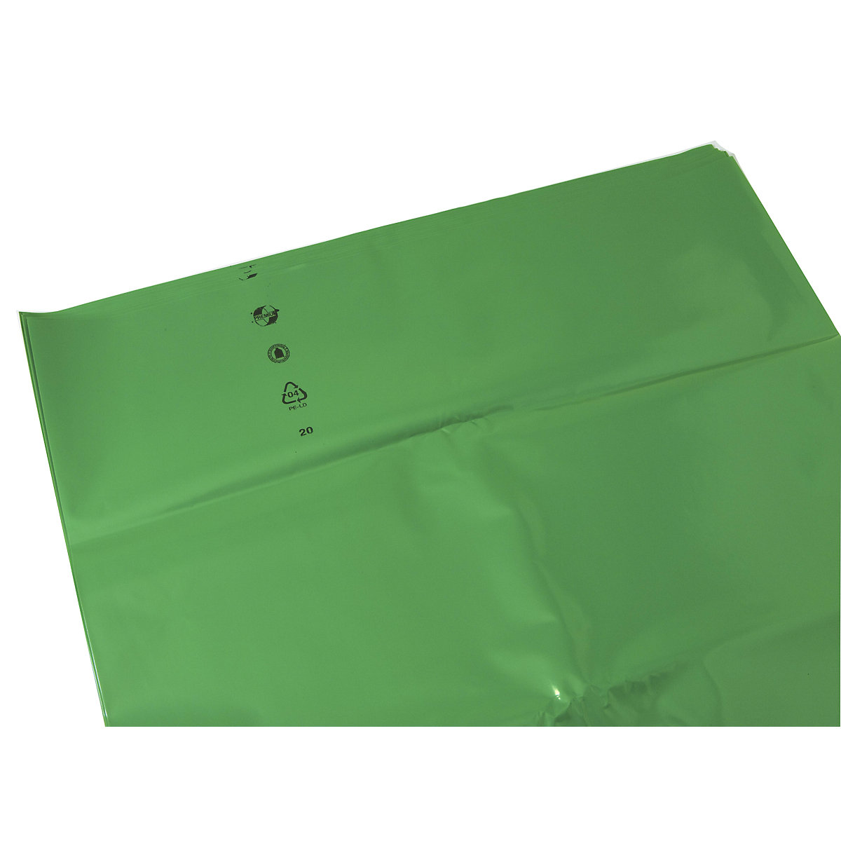 Velkoobjemové pytle na odpad PREMIUM, LDPE, objem 120 l, d x š x v 700 x 250 x 1200 mm, tloušťka materiálu 50 µm, zelená, bal.j. 200 ks