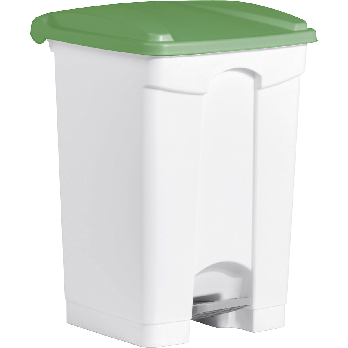 Nášlapná nádoba na odpad – helit, objem 45 l, š x v x h 410 x 605 x 400 mm, bílá, zelené víko-6