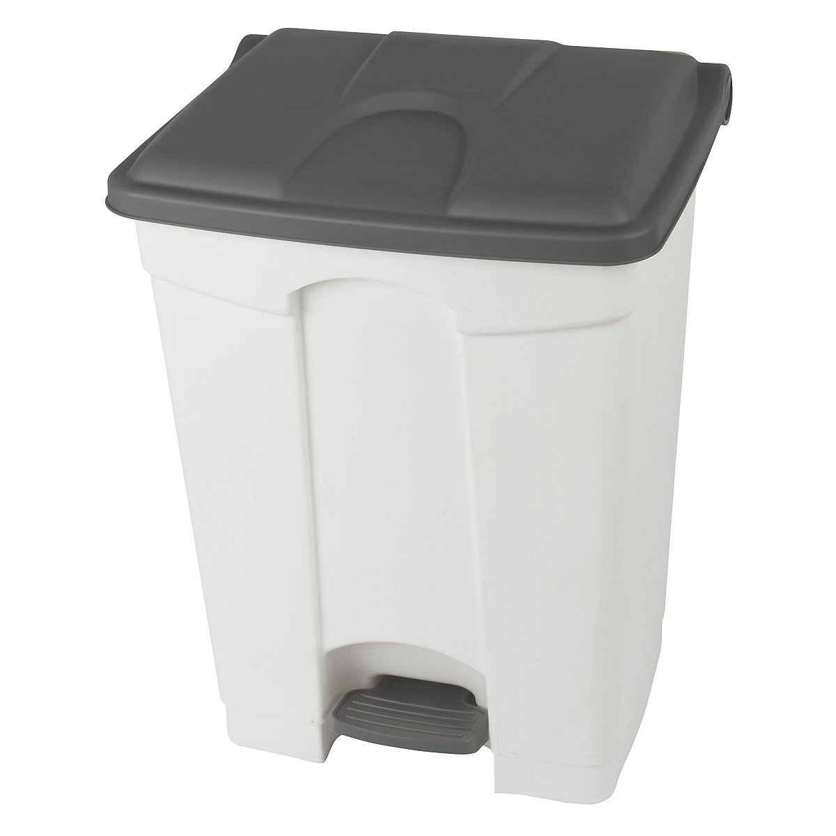 EUROKRAFTbasic – Nádoba na odpad s pedálem, objem 70 l, š x v x h 505 x 675 x 415 mm, bílá, šedé víko