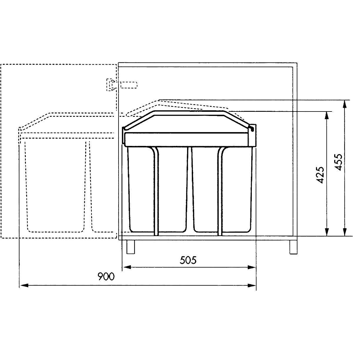 Vestavný systém na třídění odpadu Multi-Box duo L – Hailo (Obrázek výrobku 6)-5