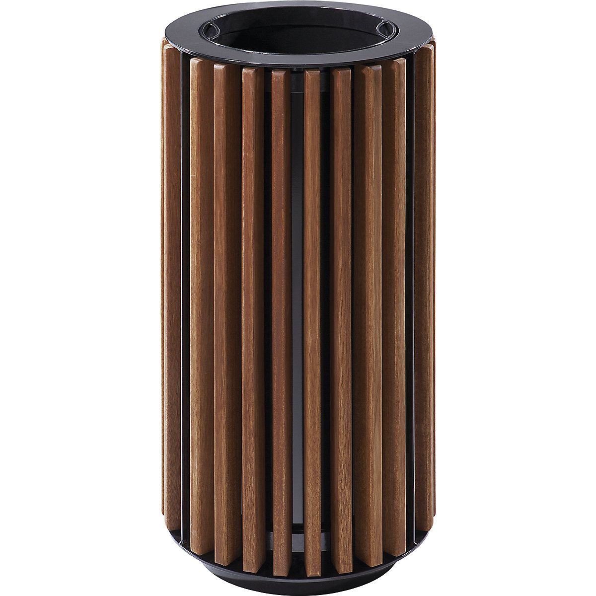 Zewnętrzny pojemnik na odpady, poj. 50 l, z obudową z drewnianych listew, meranti, olejowane-1