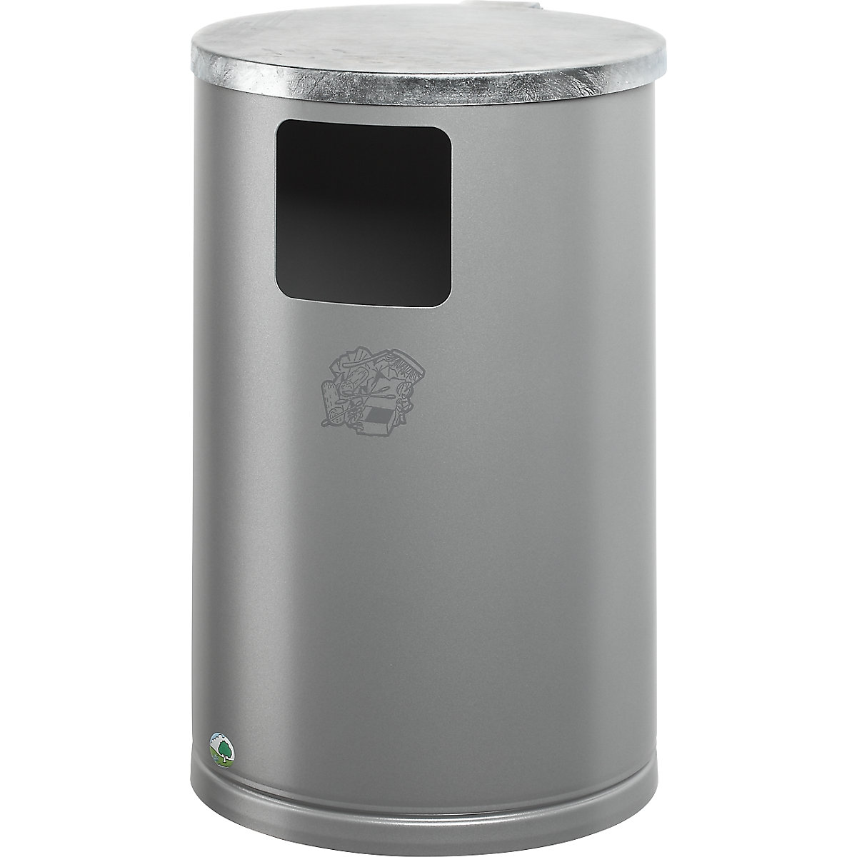 Zewnętrzny pojemnik na odpady z blachy stalowej – VAR, poj. 30 l, wys. x Ø 620 x 300 mm, srebrny-6
