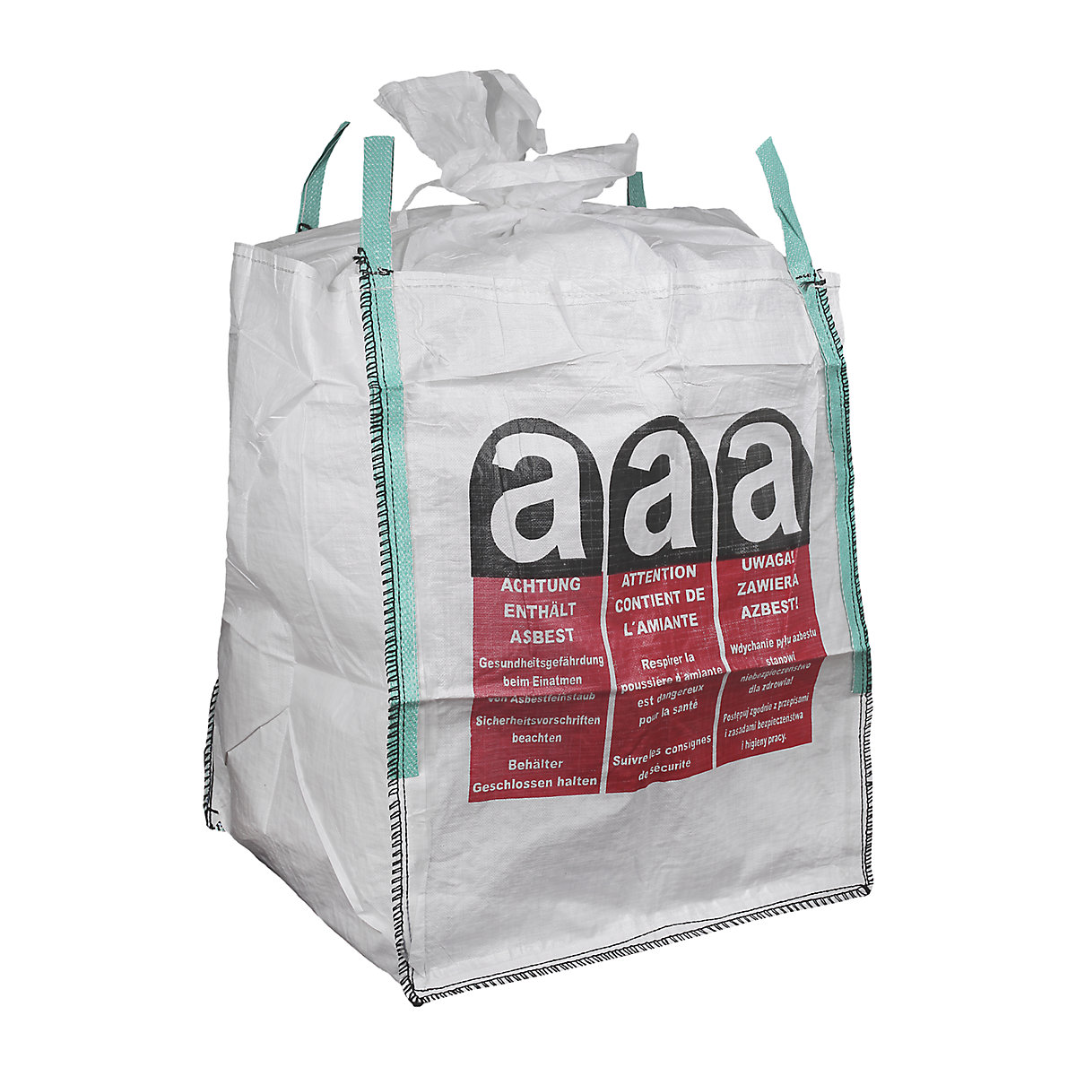 Worek Big Bag, dno zamknięte, tkanina odporna na wilgoć z nadrukiem ostrzegającym przed azbestem, opak. 20 szt.-2