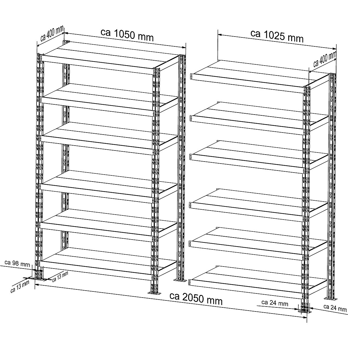 Uniwersalny regał wtykowy, stabilny – eurokraft basic (Zdjęcie produktu 5)-4