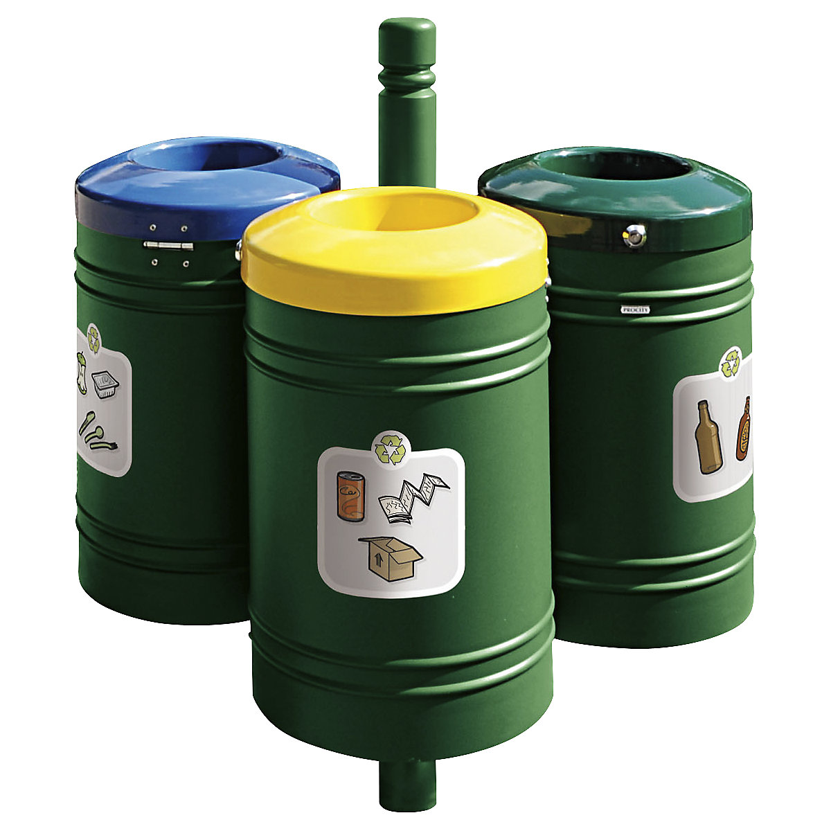 Poubelle Extérieur QLS Modèle 15#E09566 - Acier Powder Coating - Capacité 45L - Pour Parc/Jardin