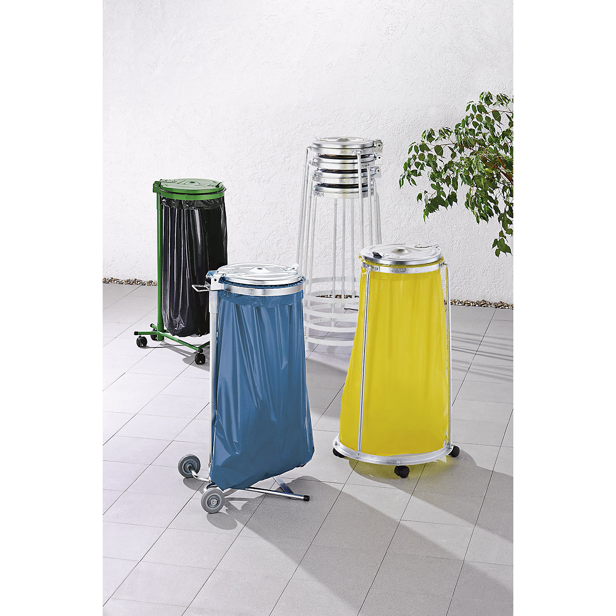 Support sur pieds pour sac poubelle pour capacit 120 l ch ssis