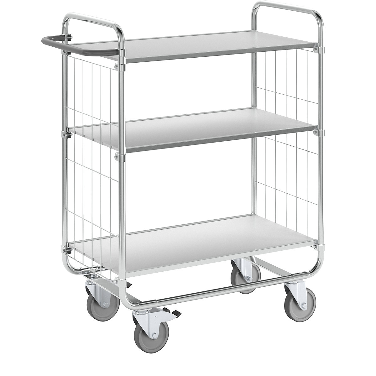 Horganyzott polcos kocsi – Kongamek, 3 polc, h x szé x ma 945 x 470 x 1120 mm, 4 görgő, 2 rögzíthető-7