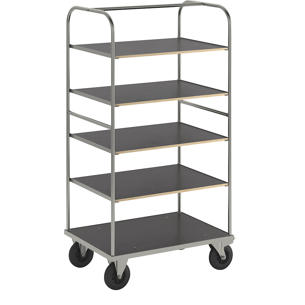 KM338 univerzális polcos kocsi – Kongamek, h x szé x ma 1000 x 700 x 1800 mm, horganyzott, 2 beálló görgő fékkel, 2 fix görgő-1