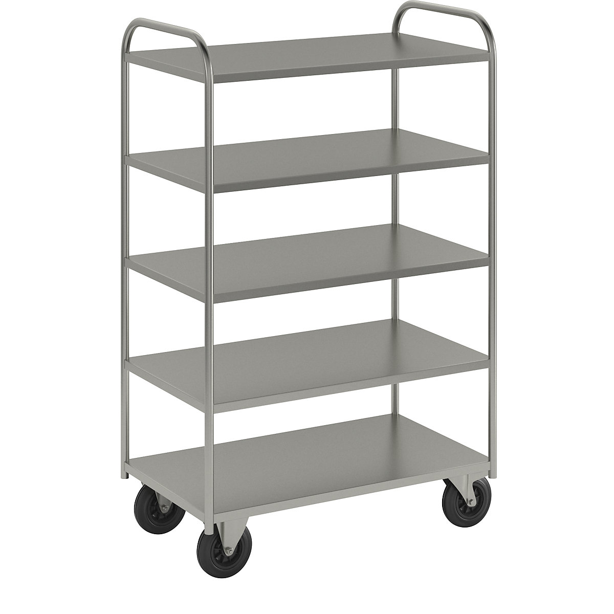 KM41 polcos kocsi – Kongamek, 5 szint, h x szé x ma 955 x 550 x 1470 mm, horganyzott, 2 beálló görgő fékkel, 2 fix görgő-1