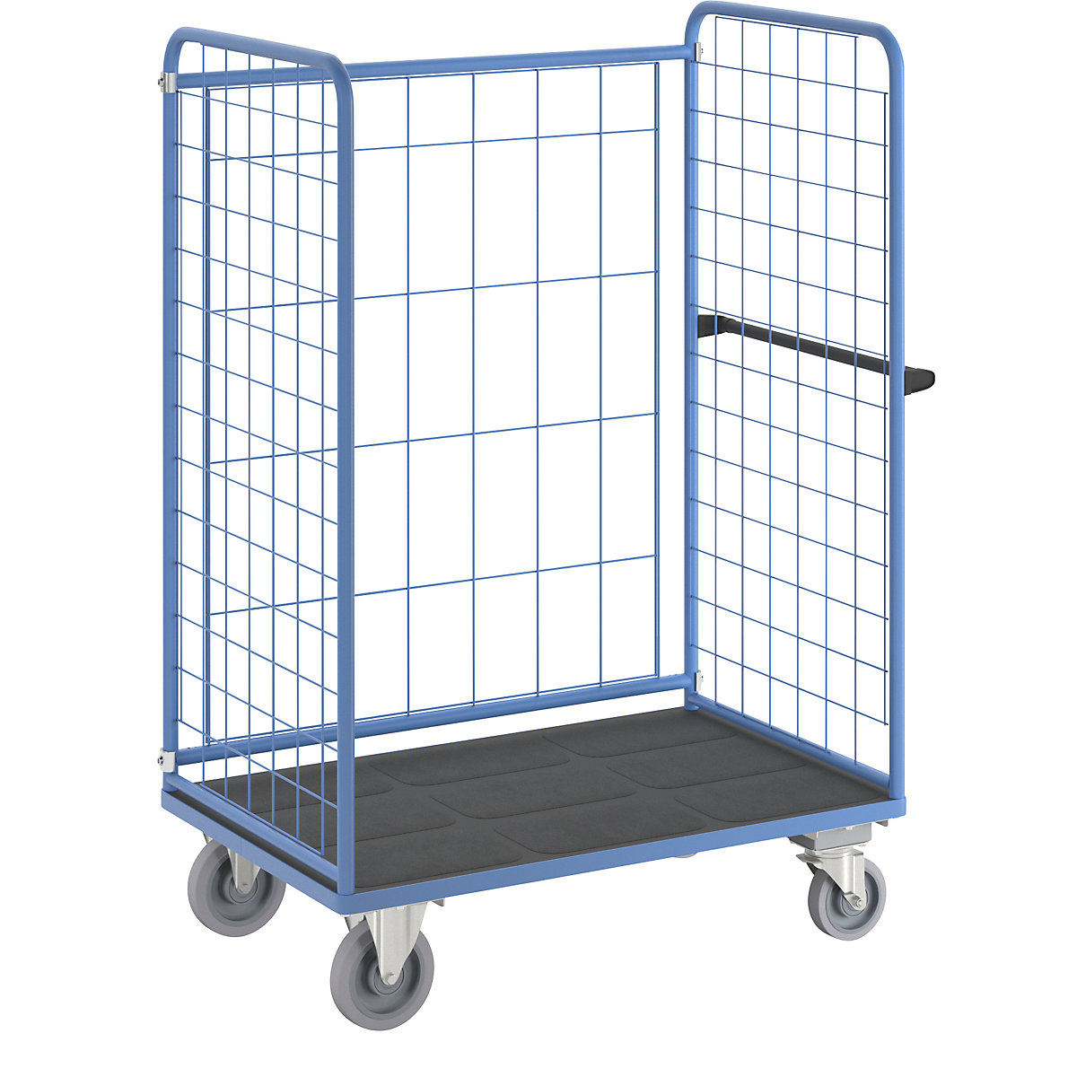Polcos kocsi három oldalon huzalrács falakkal – eurokraft pro, teherbírás 500 kg, középső fékkel, rakfelület h x szé 1175 x 755 mm-1