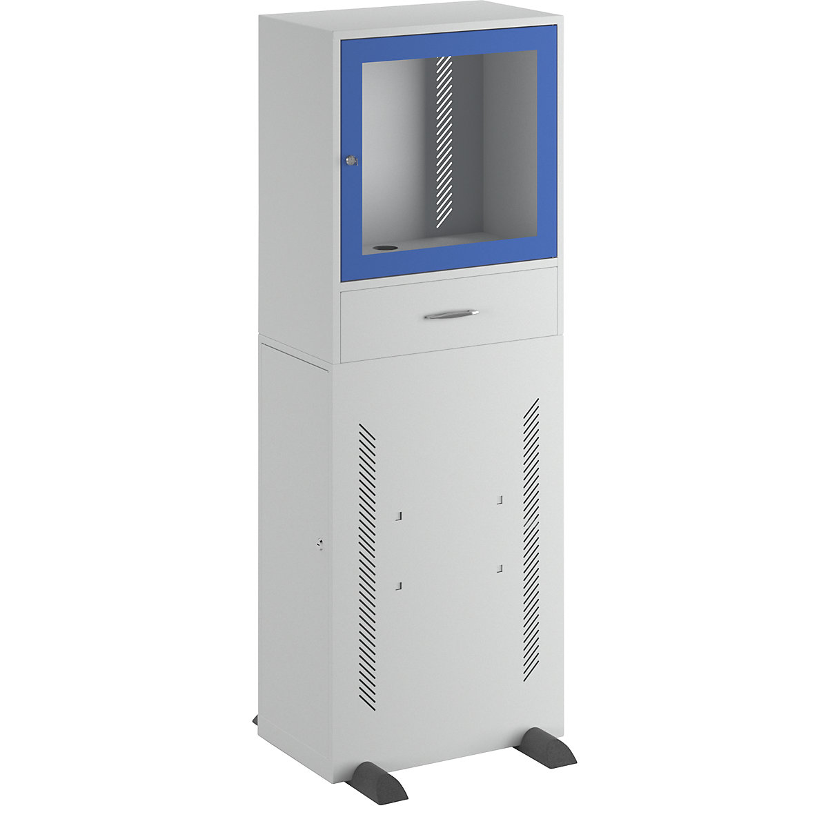 Számítógépes szekrény – eurokraft basic, normál kivitel, világosszürke/enciánkék-4
