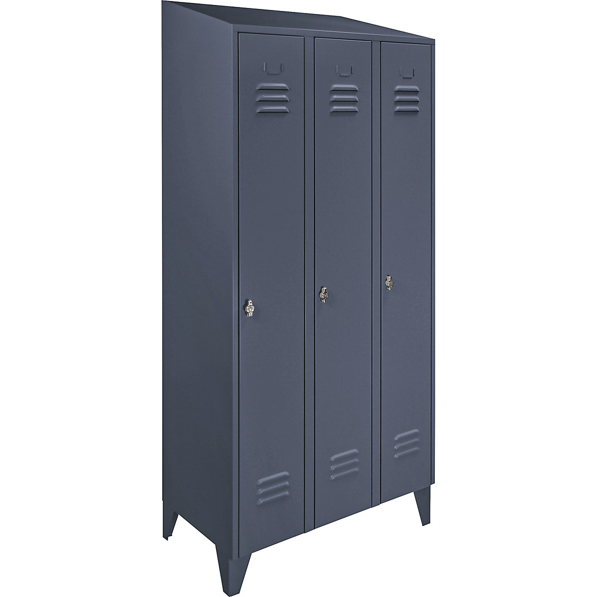 Szafka Berlin 2 – Wolf, 3 przedziały, niebieskoszara, szer. 900 mm, spadzista góra-3