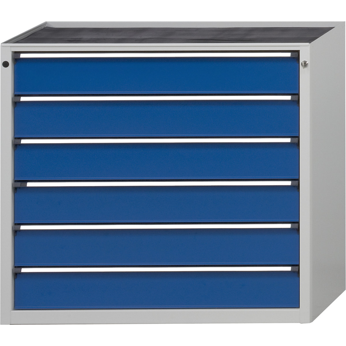Szafka szufladowa bez blatu – ANKE, szerokość 1060 mm, nośność szuflady 200 kg, 6 szuflad po 150 mm, front niebieski gencjanowy-8