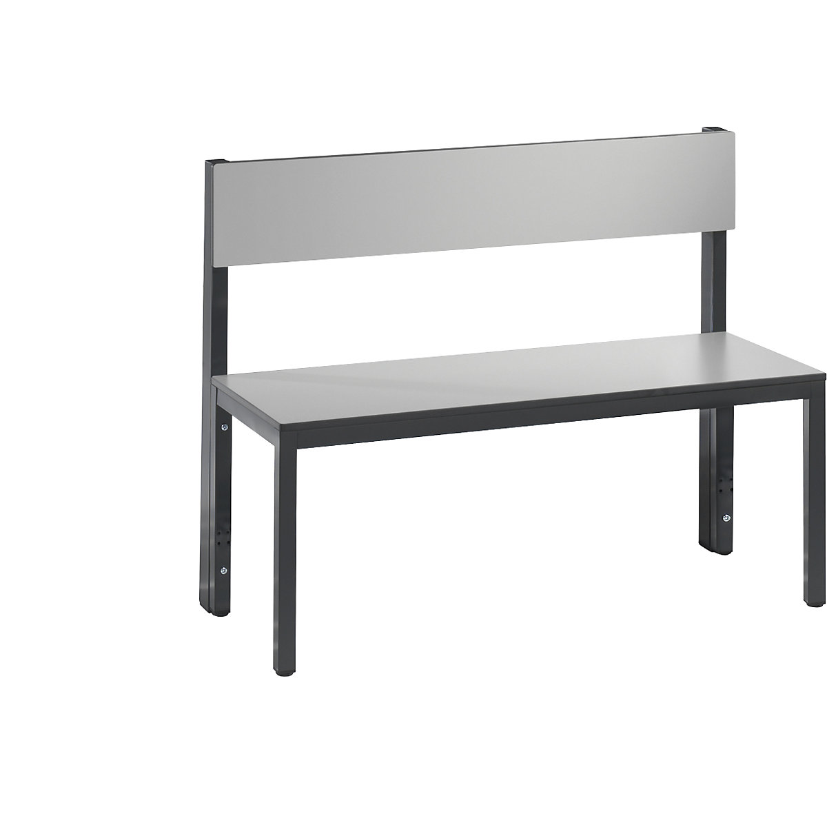 BASIC PLUS öltözőpad, egyoldalas kivitel – C+P, HPL ülőfelület, félmagas, hossz 1000 mm, ezüstszürke-9