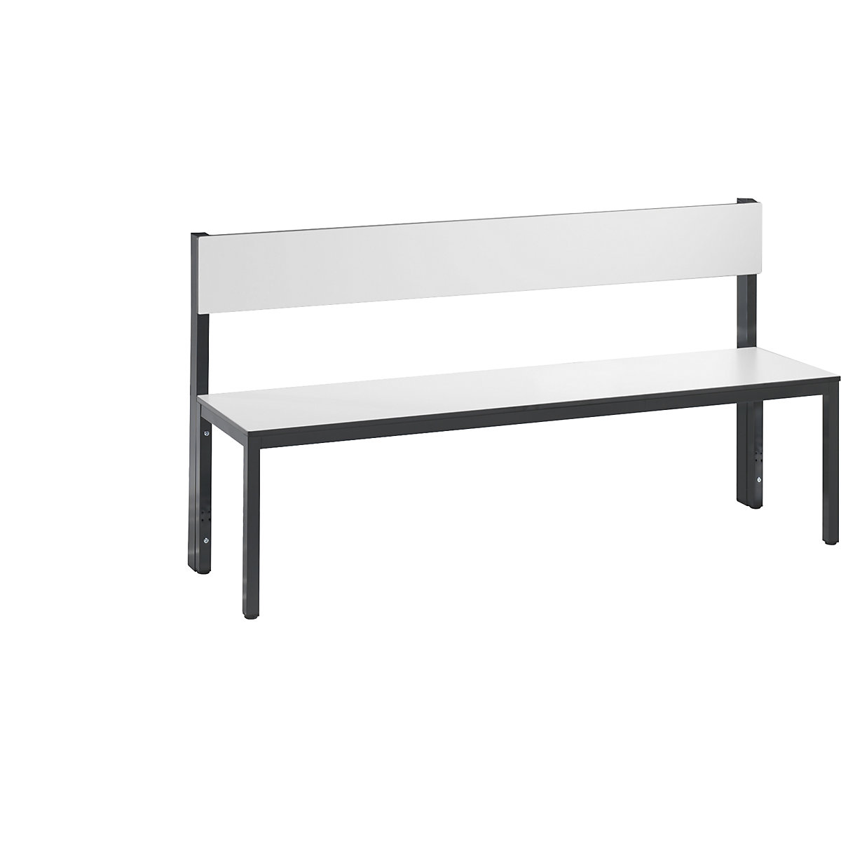 BASIC PLUS öltözőpad, egyoldalas kivitel – C+P, HPL ülőfelület, félmagas, hossz 1500 mm, fehér-1