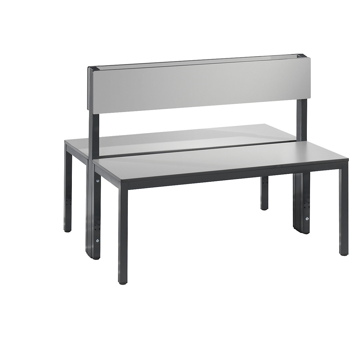 BASIC PLUS öltözőpad, kétoldalas kivitel – C+P, HPL ülőfelület, félmagas, hossz 1000 mm, ezüstszürke-9