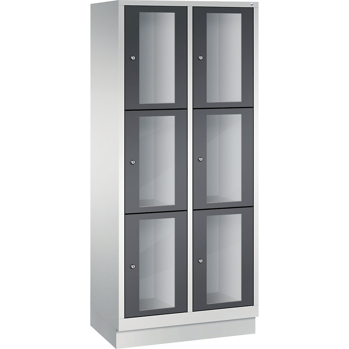 CLASSIC rekeszes szekrény, 510 mm-es rekeszmagasság, lábazattal – C+P, 6 rekesz, szélesség 810 mm, feketeszürke ajtó-4