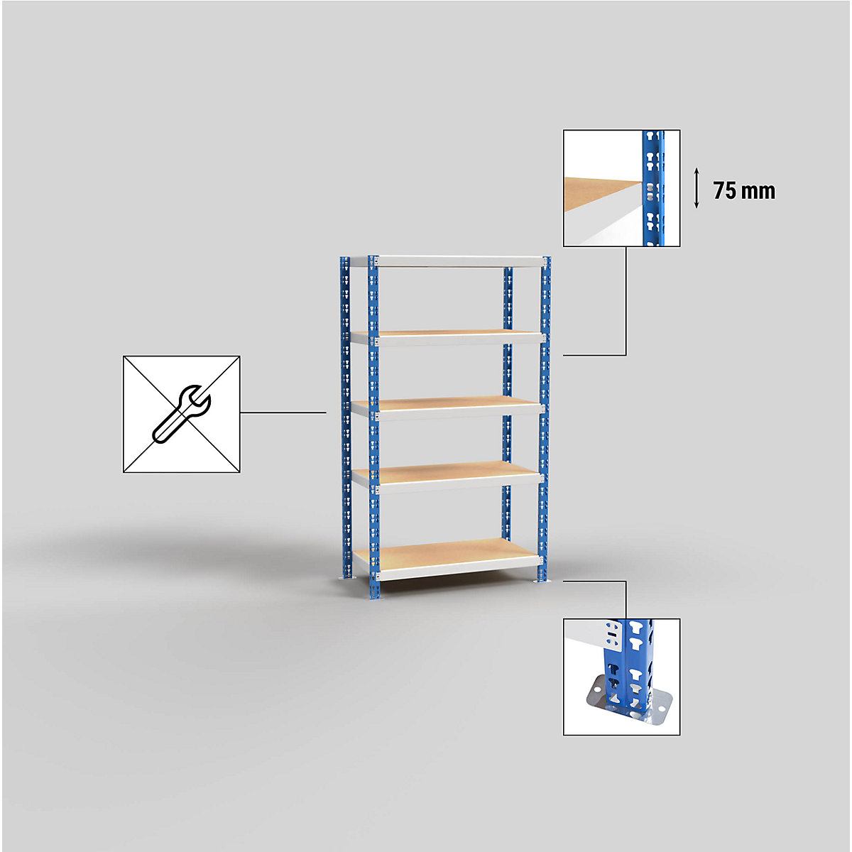 Nagy polcos összedugaszolós állvány – eurokraft basic (Termék képe 3)-2