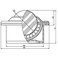 Ø de la bola de soporte 15 mm, carga útil 50 kg
