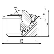 Ø de la bola de soporte 15 mm, carga útil 100 kg