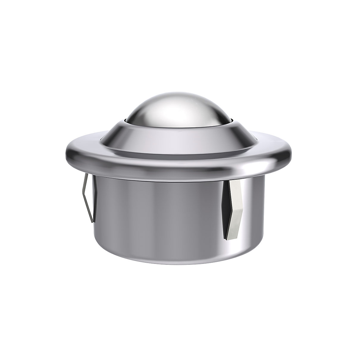 Rolamento de esferas com colar e clipe – Schulz Stanztechnik, esfera de aço inoxidável, Ø da esfera 15,88 mm, carga útil 50 kg