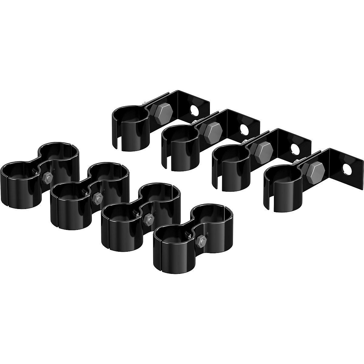 Készlet összekötő kapcsokkal és fali rögzítésekkel, 2 x 4 db, fekete-2