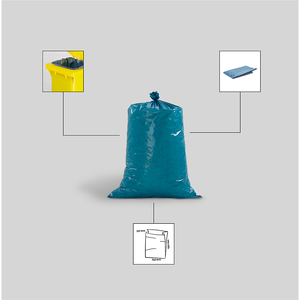 Nagy térfogatú hulladékgyűjtő zsákok, PREMIUM, LDPE (Termék képe 3)-2