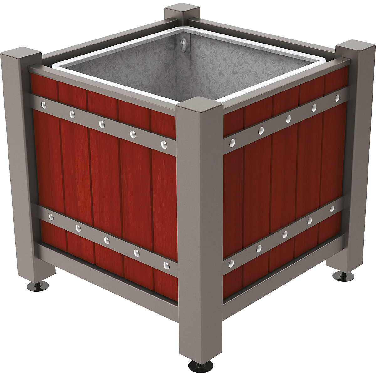 Plantencontainer SARLAT – PROCITY, h x b x d = 855 x 880 x 880 mm, kleur mahonie, grijs-2