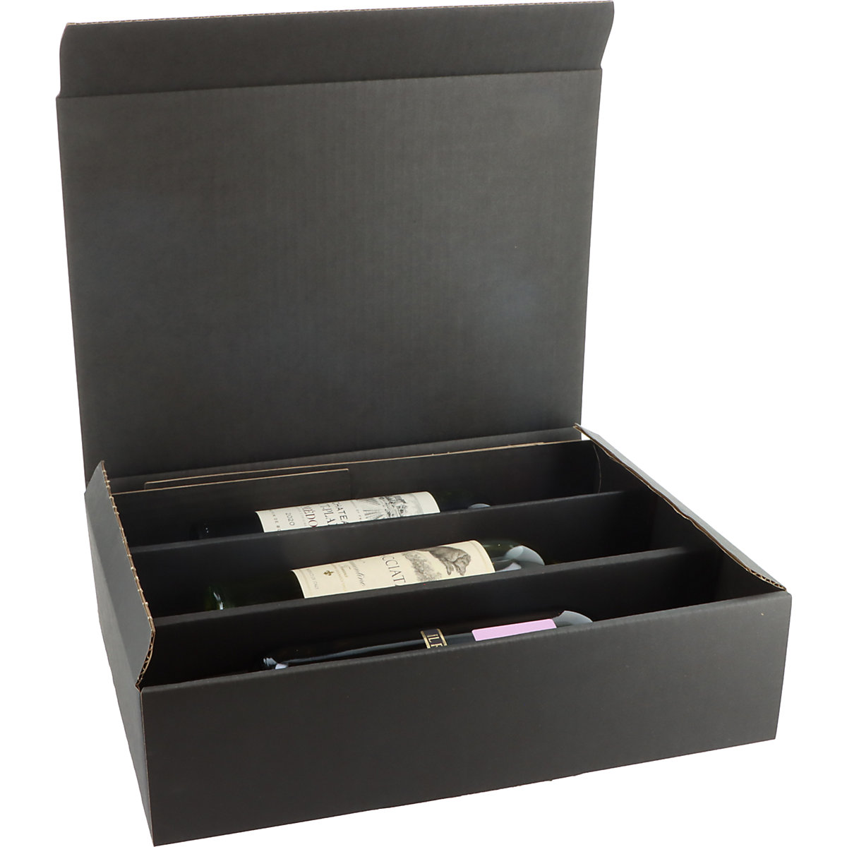 Flaschen-Geschenkkarton ratioform, schwarz, für 3 Flaschen, ab 5 Stk-3