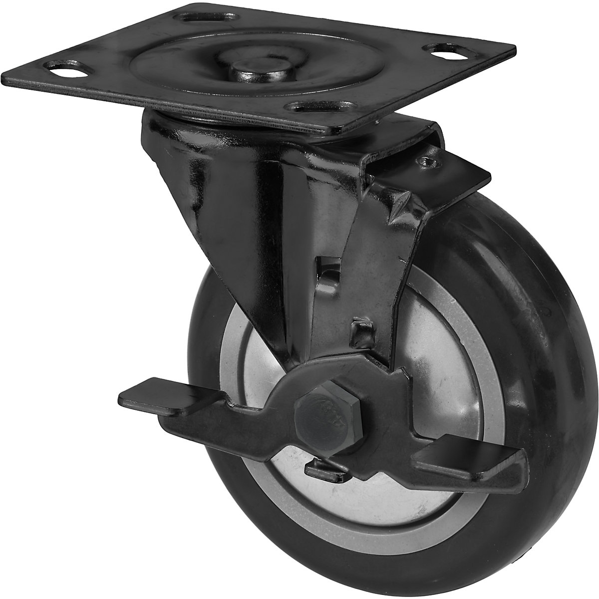 Swivel castor with brake