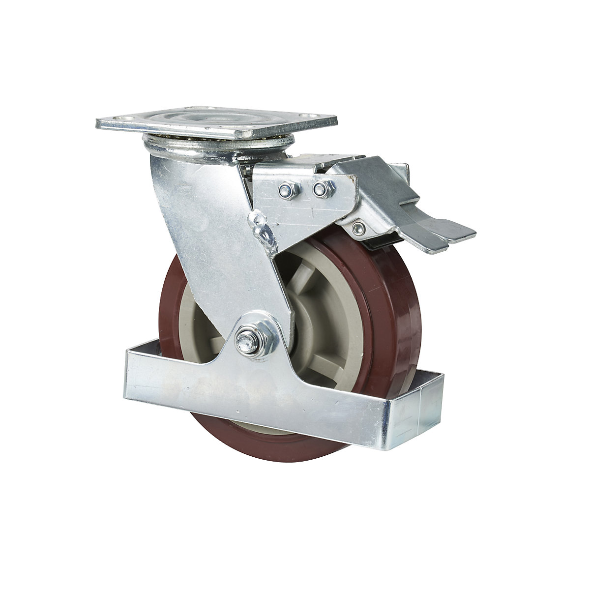Swivel castor with wheel stop