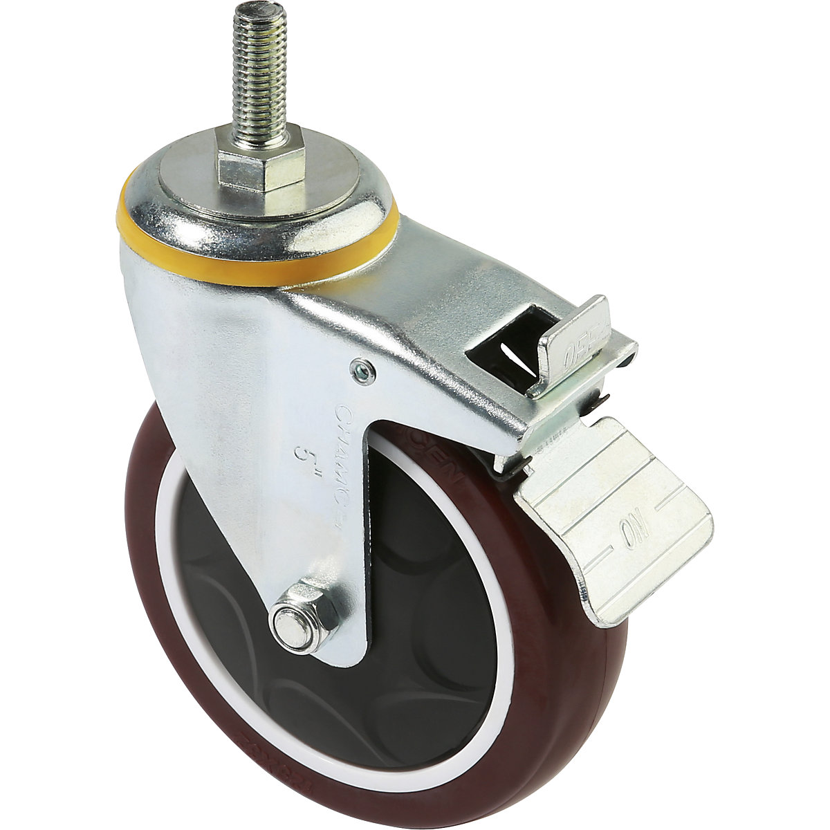 Swivel castor with wheel stop