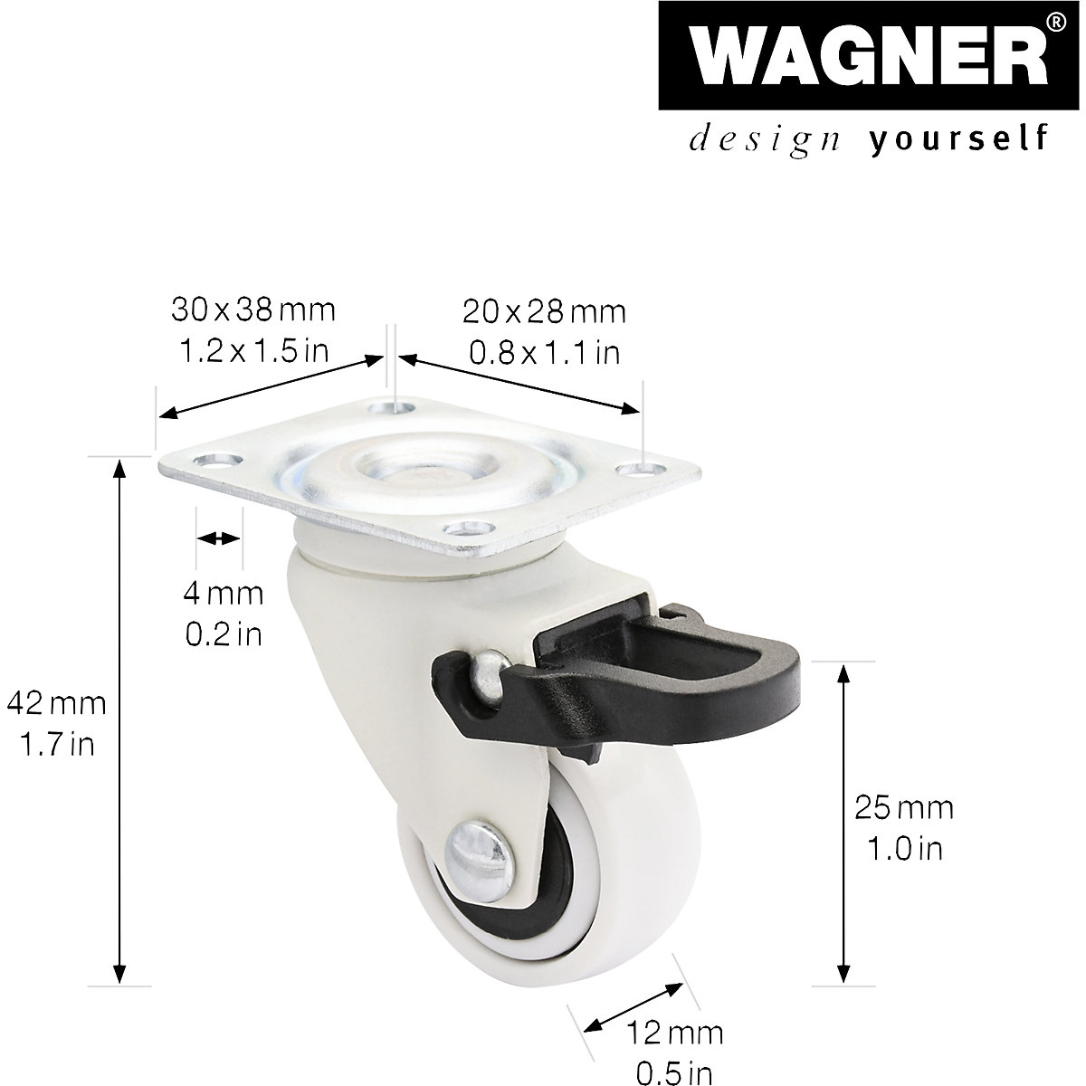 3C series furniture castor – Wagner (Product illustration 2)-1
