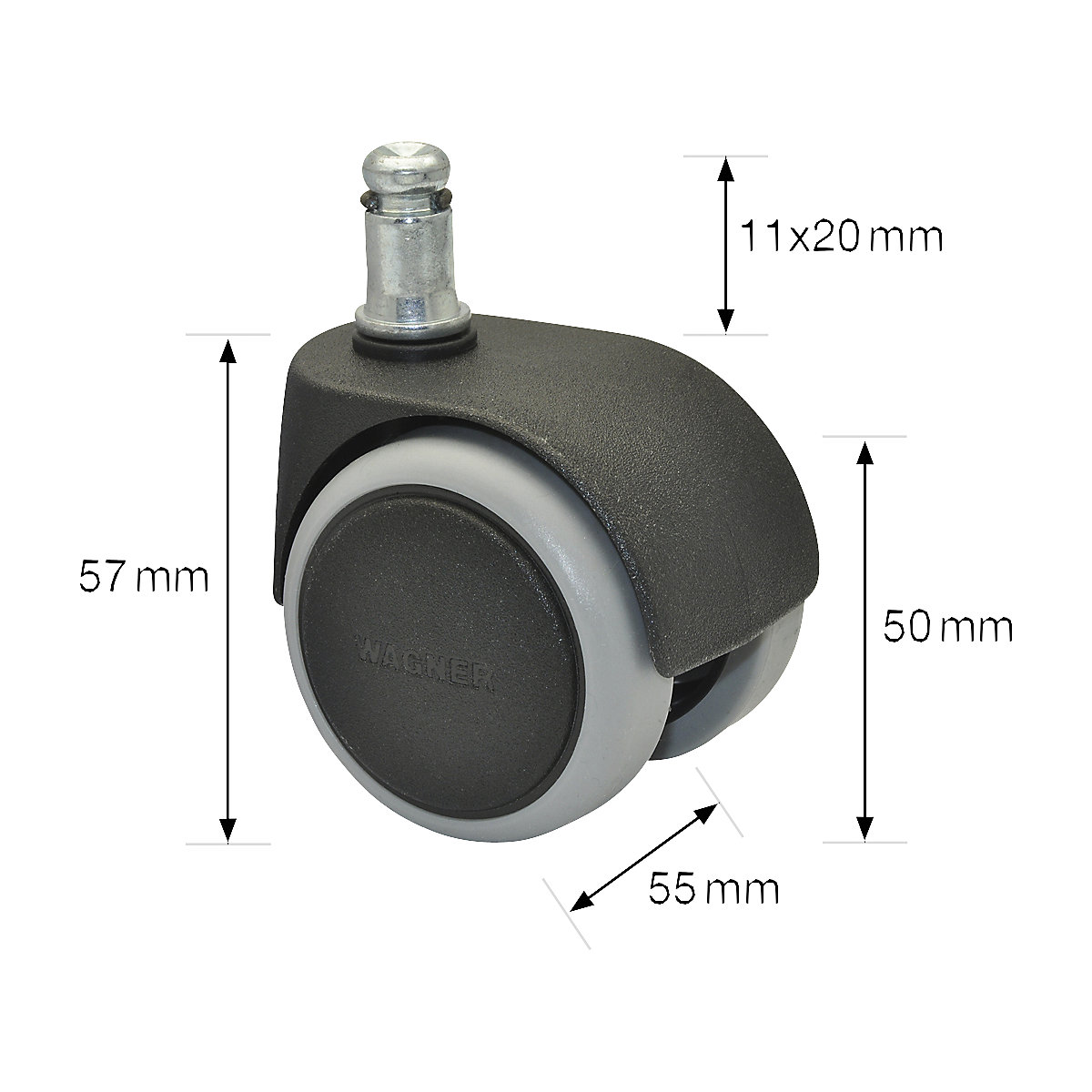 Double castor set for swivel chairs – Wagner (Product illustration 2)-1