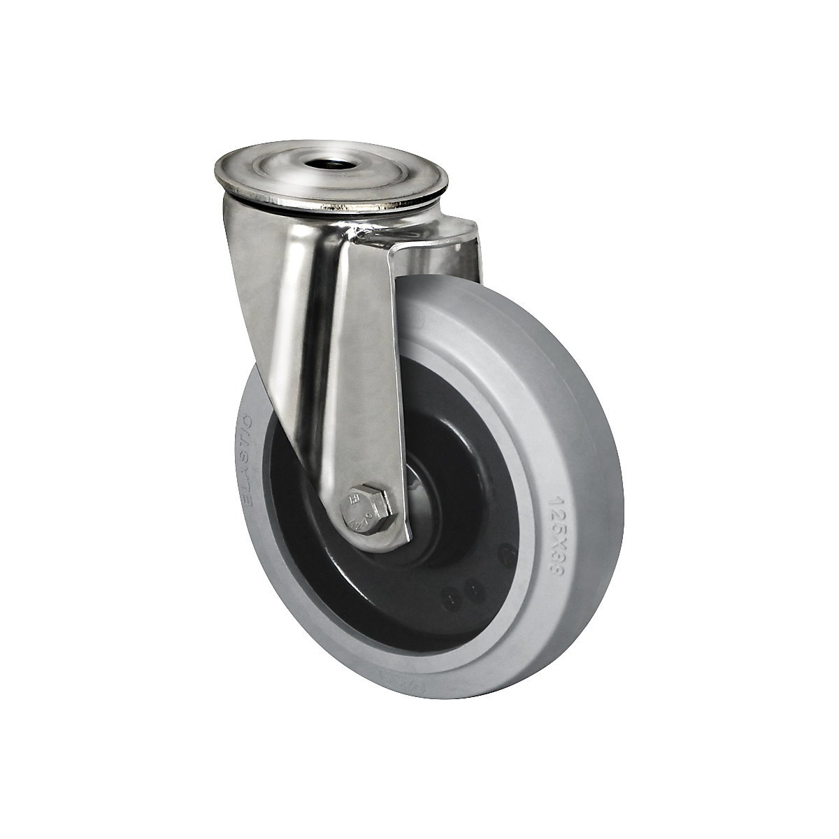 Elastic tyres on nylon rim, stainless steel casing